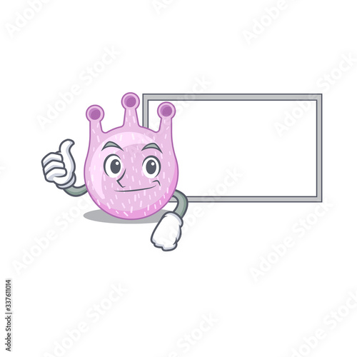 Humorous viridans streptococci cartoon design Thumbs up bring a white board