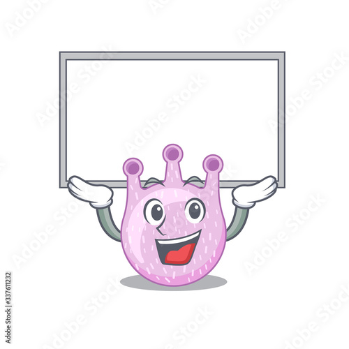 Mascot design of viridans streptococci lift up a board