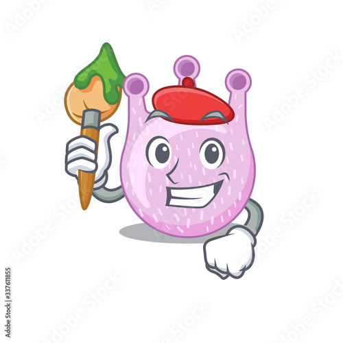 A creative viridans streptococci artist mascot design style paint with a brush