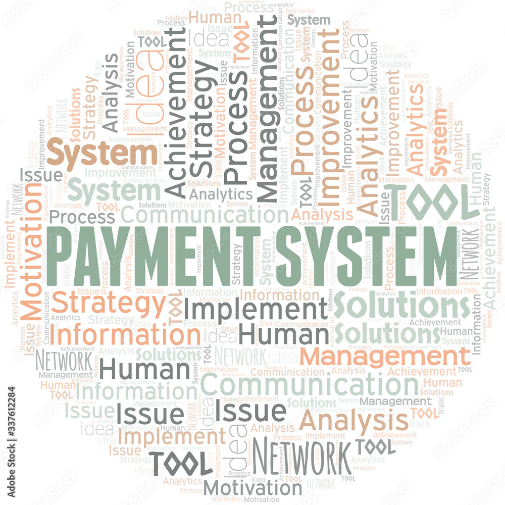 Payment System typography vector word cloud. Payment System typography vector word cloud.