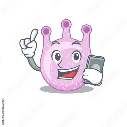 Viridans streptococci cartoon character speaking on phone