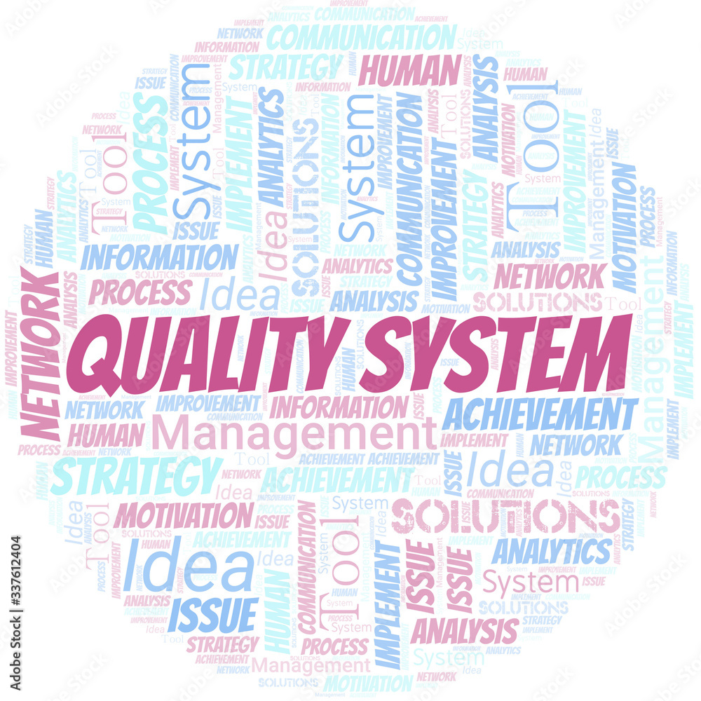 Fototapeta premium Quality System typography vector word cloud.