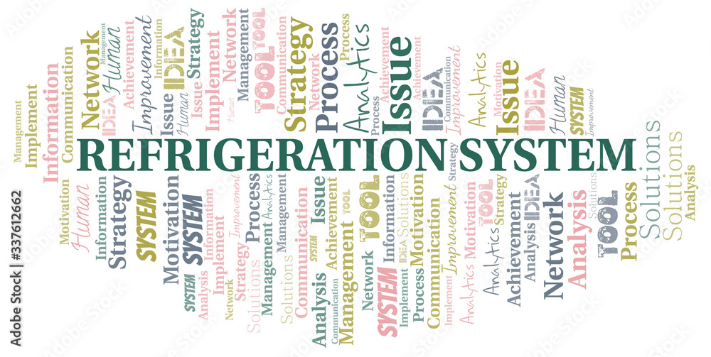 Fototapeta premium Refrigeration System typography vector word cloud.