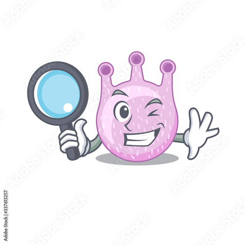 Smart Detective of viridans streptococci mascot design style with tools
