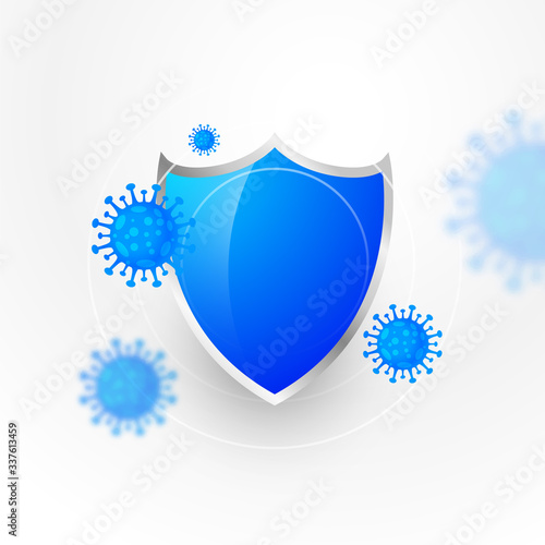 medical protection shield stopping and destroying coronavirus