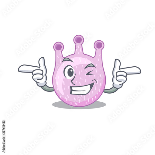 Cartoon design concept of viridans streptococci with funny wink eye