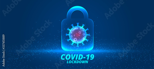 coronavirus lockdown background with virus cell design
