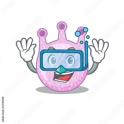 Viridans streptococci mascot design concept wearing diving glasses