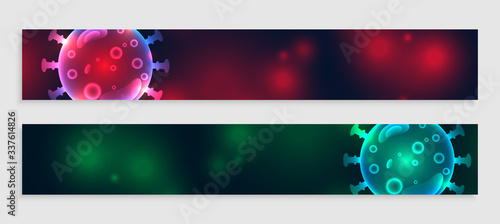 coronavirus banners set in two color shades