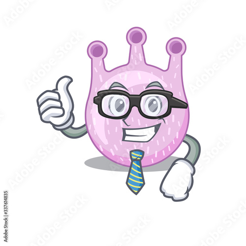 An elegant viridans streptococci Businessman mascot design wearing glasses and tie