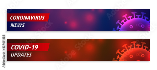coronavirus news and updates wide banner in two colors