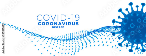 covid19 novel coronavirus banner with virus cell