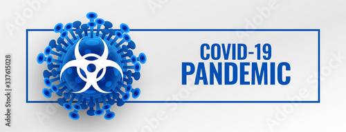 coronavirus pandemic outbreak banner with microscopic virus cell