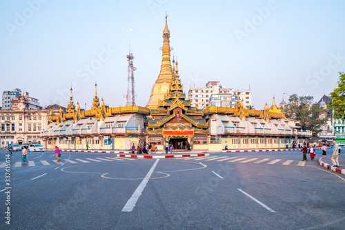 Sule Pagoda is located in the center of Yangon. at the junction of Sule Pagoda Road and Mahabandoola Road. Kyauktada Township.  Yangon , Myanmar photo