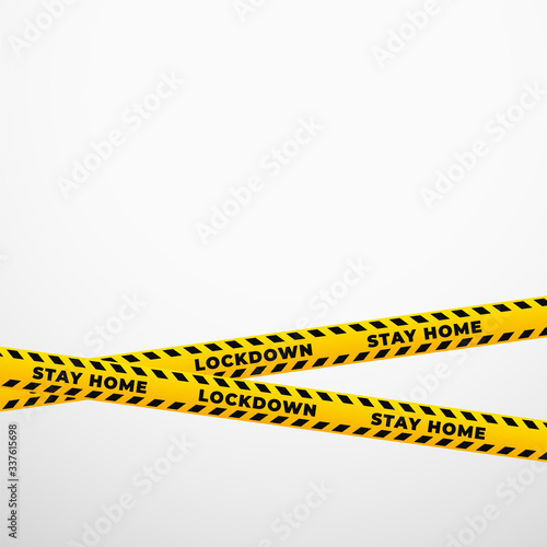 stay home lockdown yellow restriction ribbon background