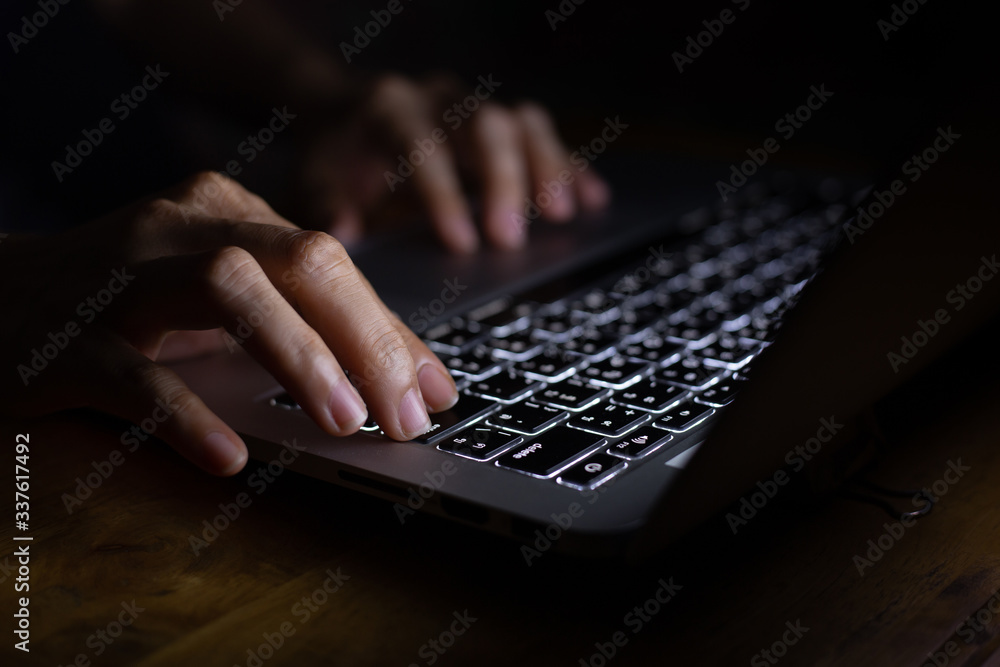 work from home.using computer.hand typing message on keyboard laptop online chatting search form internet while working.concept for technology device contact communication business people work from home.using computer.hand typing message on keyboard laptop online chatting search form internet while working.concept for technology device contact communication business people
