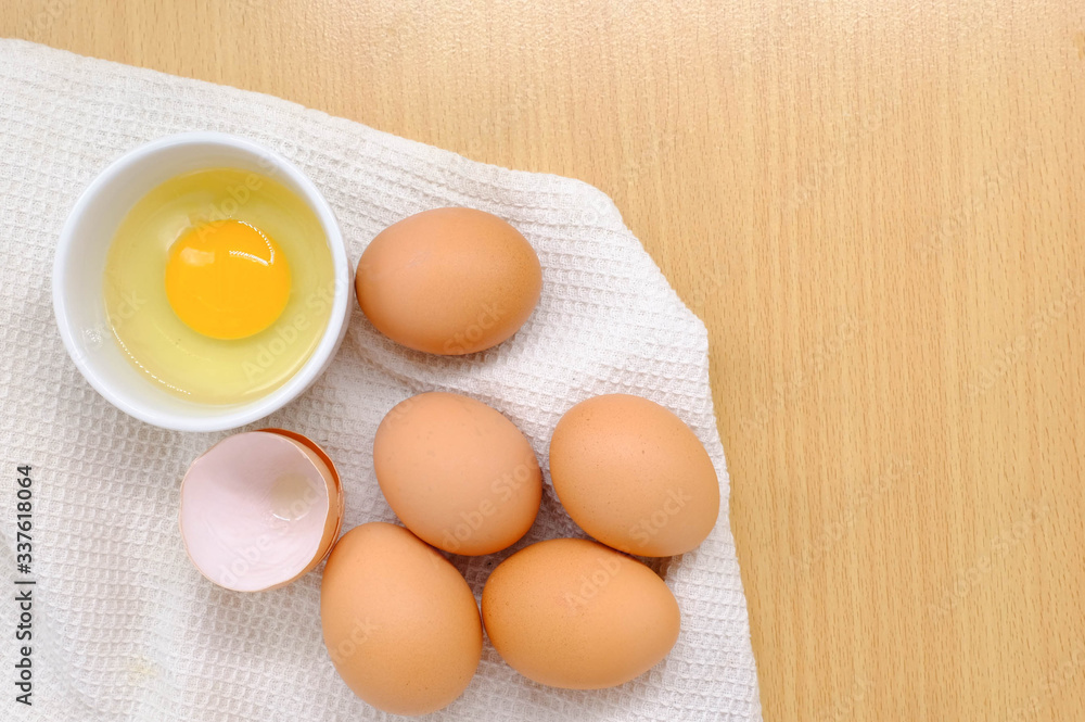 Close-up view of raw chicken eggs on background Close-up view of raw chicken eggs on background