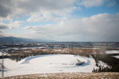 Winter in Moerenuma Park is a municipal park in Sapporo, Japan. 