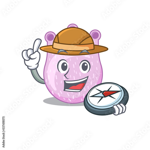 mascot design concept of viridans streptococci explorer with a compass