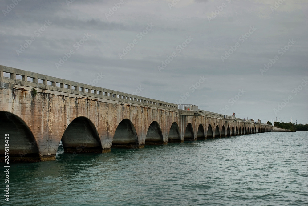The multiple arches of the Channel 2 Bridge at Islamorada along the Florida Keys
