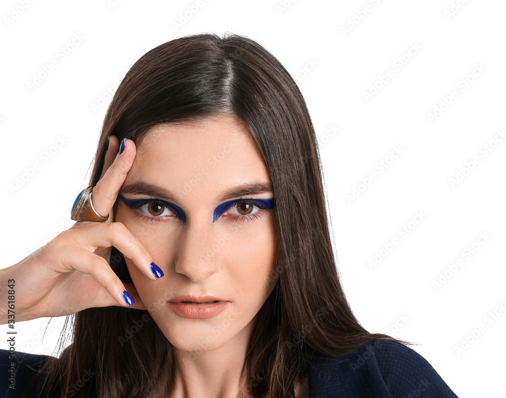 Portrait of fashionable young woman on white background Portrait of fashionable young woman on white background