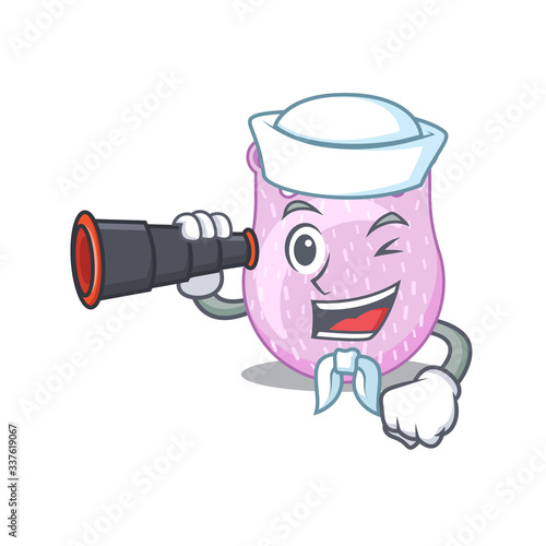 A cartoon icon of viridans streptococci Sailor with binocular