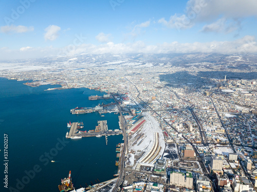 aerial view of Hakodate city Hokkaido in winter © Chenxiaoyang
