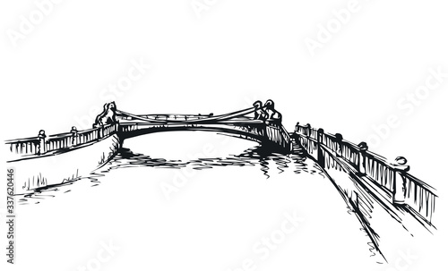 The bridge over the river in St. Petersburg. Vector drawing