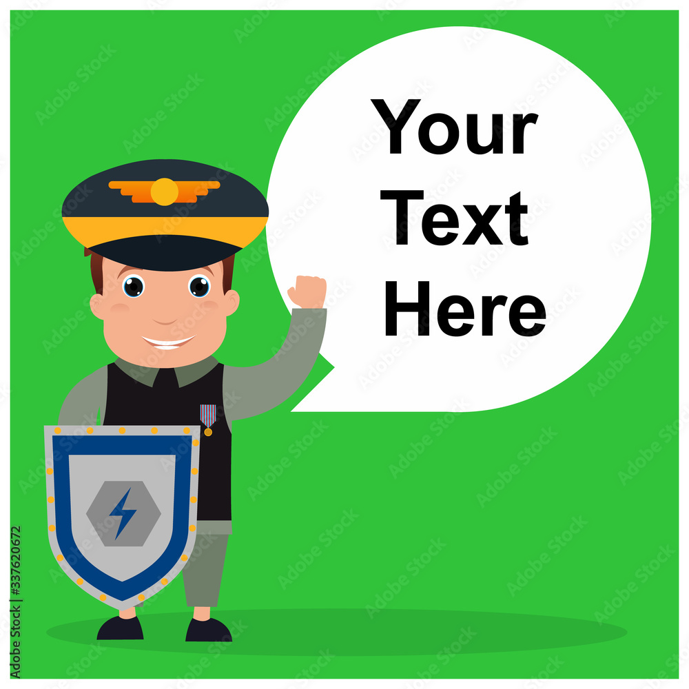 vector illustration of a army officer and text illustration
