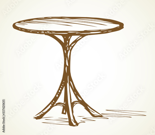 A small round table. Vector sketch drawing