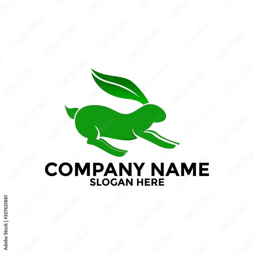 Green Rabbit Running logo template vector icon symbol illustration Green Rabbit Running logo template vector icon symbol illustration