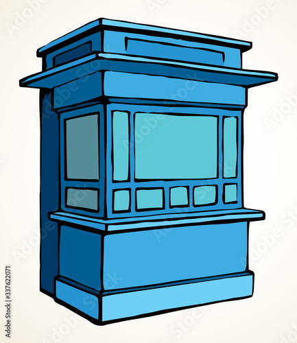 Shop stall. Vector drawing kiosk