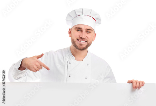 Handsome male chef with bla...