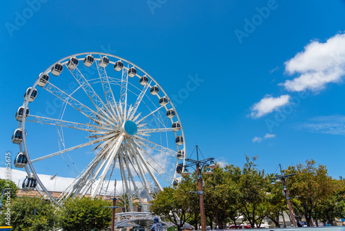 Ferris wheel on the Victoria & Alfred Waterfront, Cape Town, South Africa. Copy space for text.