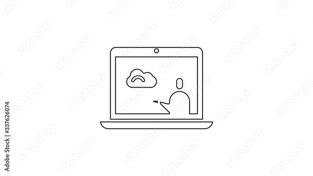 Black line Weather forecast icon isolated on white background. 4K Video motion graphic animation Black line Weather forecast icon isolated on white background. 4K Video motion graphic animation