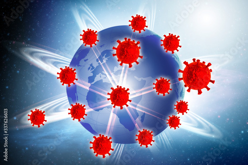 Illustration of coronavirus covid-19 pandemic - 3d rendering