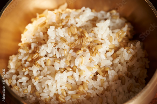 Korean steamed rice with barley 