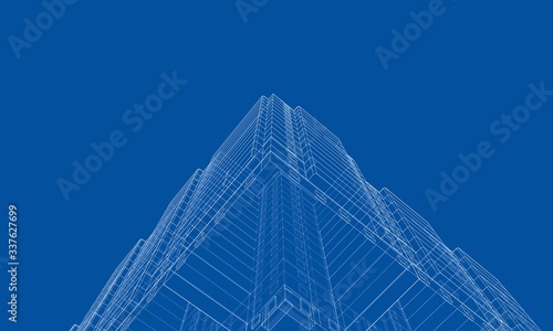 Vector wire-frame model of a multi-storey building