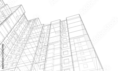 Vector wire-frame model of a multi-storey building