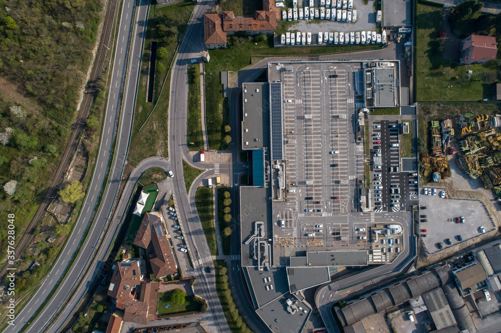 Fototapeta premium Parking lot seen from above - aerial view