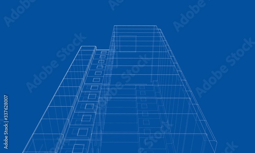 Vector wire-frame model of a multi-storey building