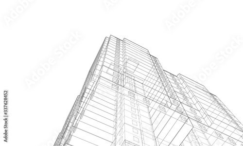 Vector wire-frame model of a multi-storey building