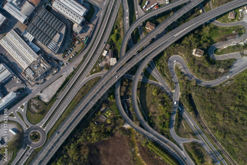 Highway aerial view with drone