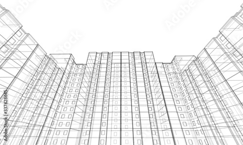 Vector wire-frame model of a multi-storey building