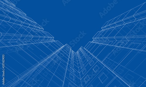 Vector wire-frame model of a multi-storey building