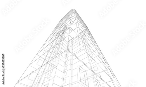 Vector wire-frame model of a multi-storey building