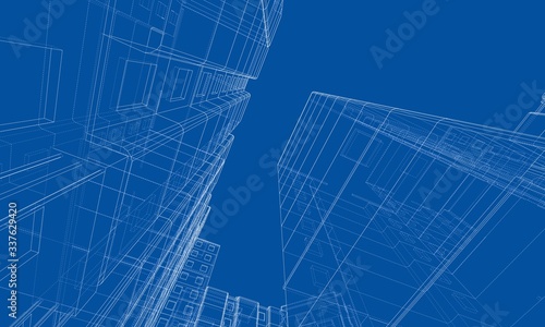 Vector wire-frame model of a multi-storey building