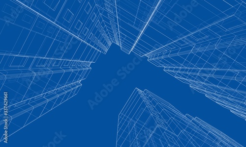 Vector wire-frame model of a multi-storey building