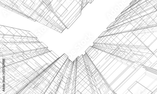 Vector wire-frame model of a multi-storey building
