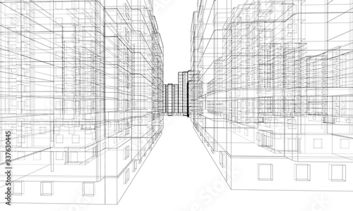 Vector wire-frame model of a multi-storey building